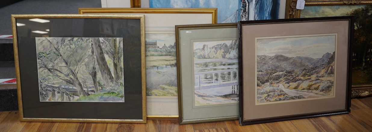 Percy Hague Jowett (1882-1955), four watercolours, Landscapes, one dated 1926, 30 x 42cm. Condition - fair